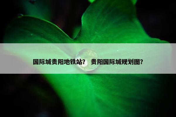 国际城贵阳地铁站？ 贵阳国际城规划图？