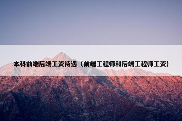 本科前端后端工资待遇(前端工程师和后端工程师工资)
