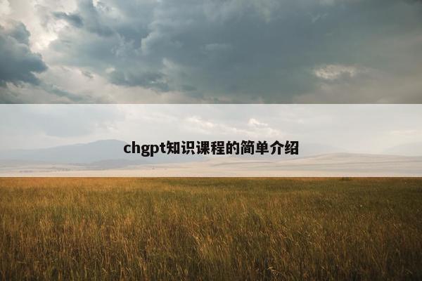 chgpt知识课程的简单介绍