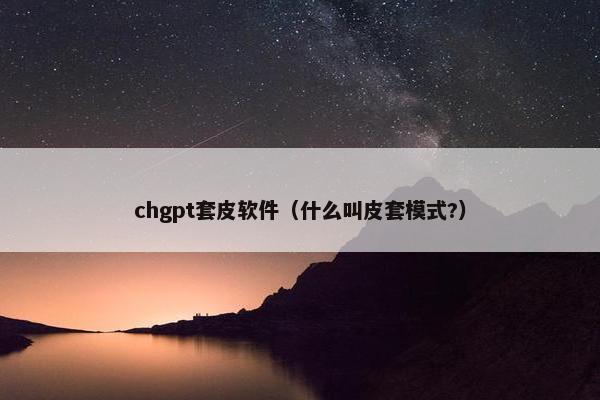 chgpt套皮软件(什么叫皮套模式?)