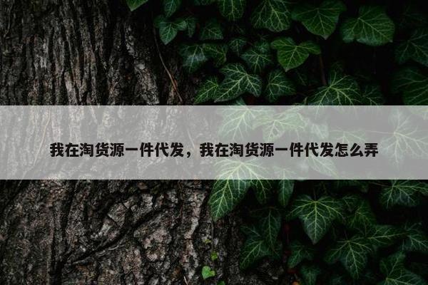 我在淘货源一件代发，我在淘货源一件代发怎么弄