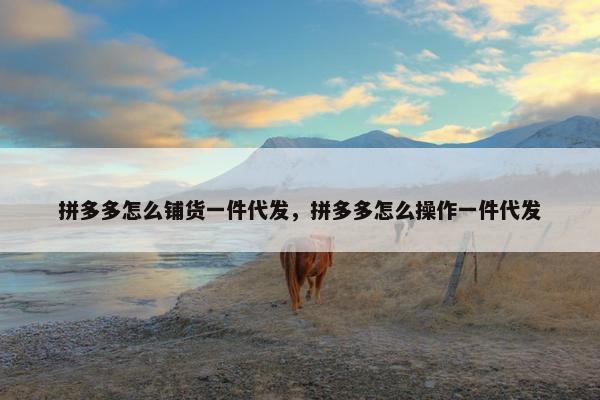 拼多多怎么铺货一件代发，拼多多怎么操作一件代发