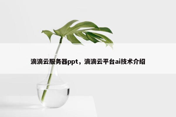 滴滴云服务器ppt，滴滴云平台ai技术介绍