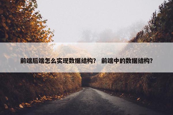 前端后端怎么实现数据结构？ 前端中的数据结构？