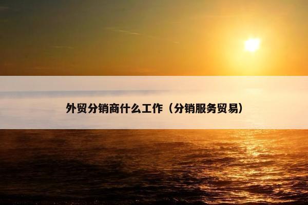外贸分销商什么工作（分销服务贸易）