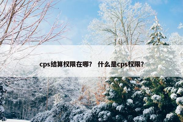 cps结算权限在哪？ 什么是cps权限？