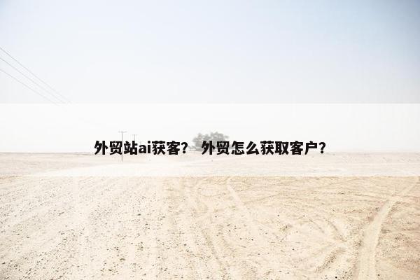 外贸站ai获客？ 外贸怎么获取客户？
