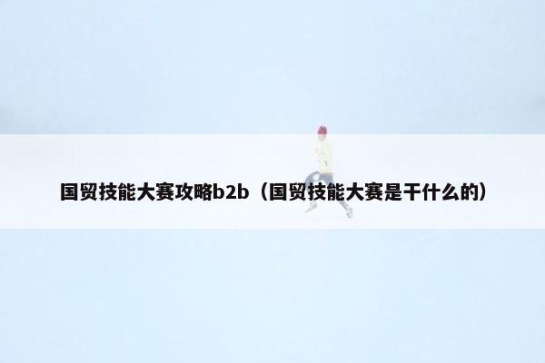 国贸技能大赛攻略b2b（国贸技能大赛是干什么的）