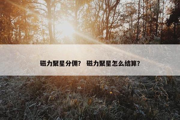 磁力聚星分佣？ 磁力聚星怎么结算？