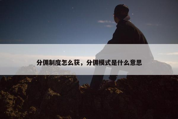 分佣制度怎么获，分佣模式是什么意思