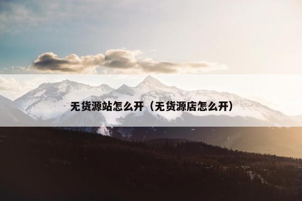 无货源站怎么开(无货源店怎么开)