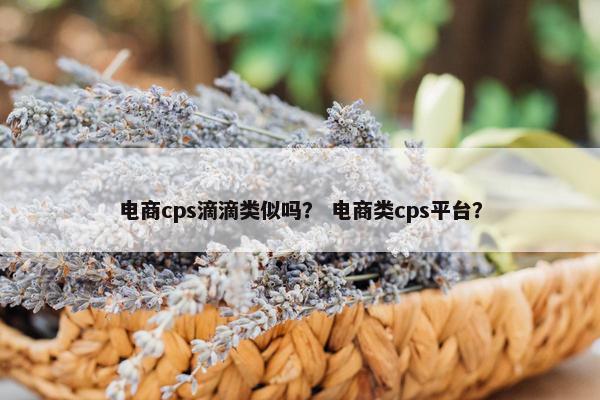 电商cps滴滴类似吗? 电商类cps平台?