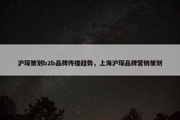 沪琛策划b2b品牌传播趋势，上海沪琛品牌营销策划