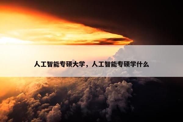 人工智能专硕大学，人工智能专硕学什么