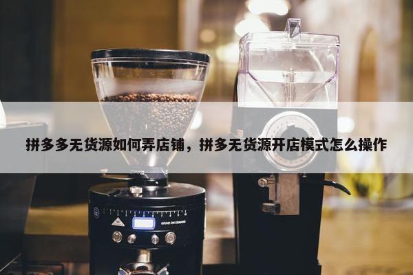 拼多多无货源如何弄店铺，拼多无货源开店模式怎么操作