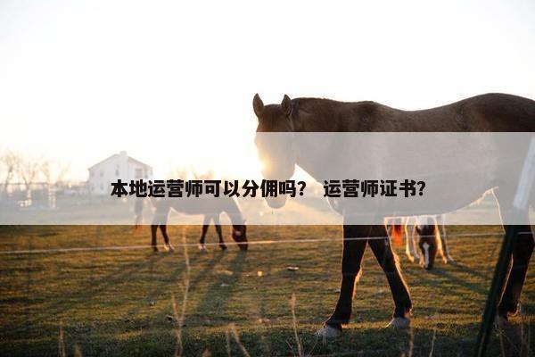 本地运营师可以分佣吗？ 运营师证书？