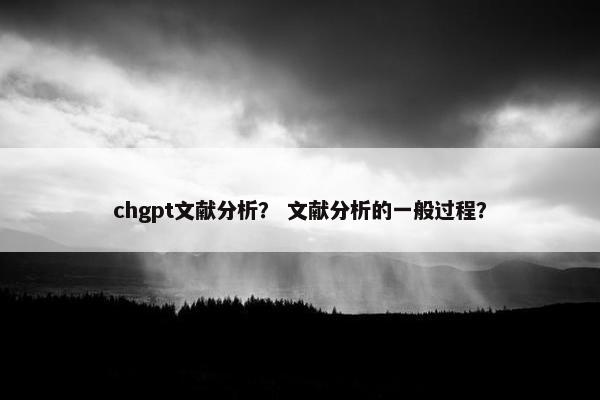 chgpt文献分析？ 文献分析的一般过程？